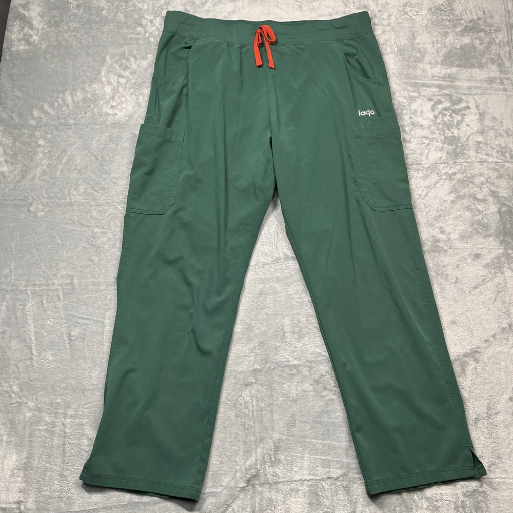 Lago Scrub Pants Womens XXL Green Cargo Stretch Drawstring Sustainable Recycled